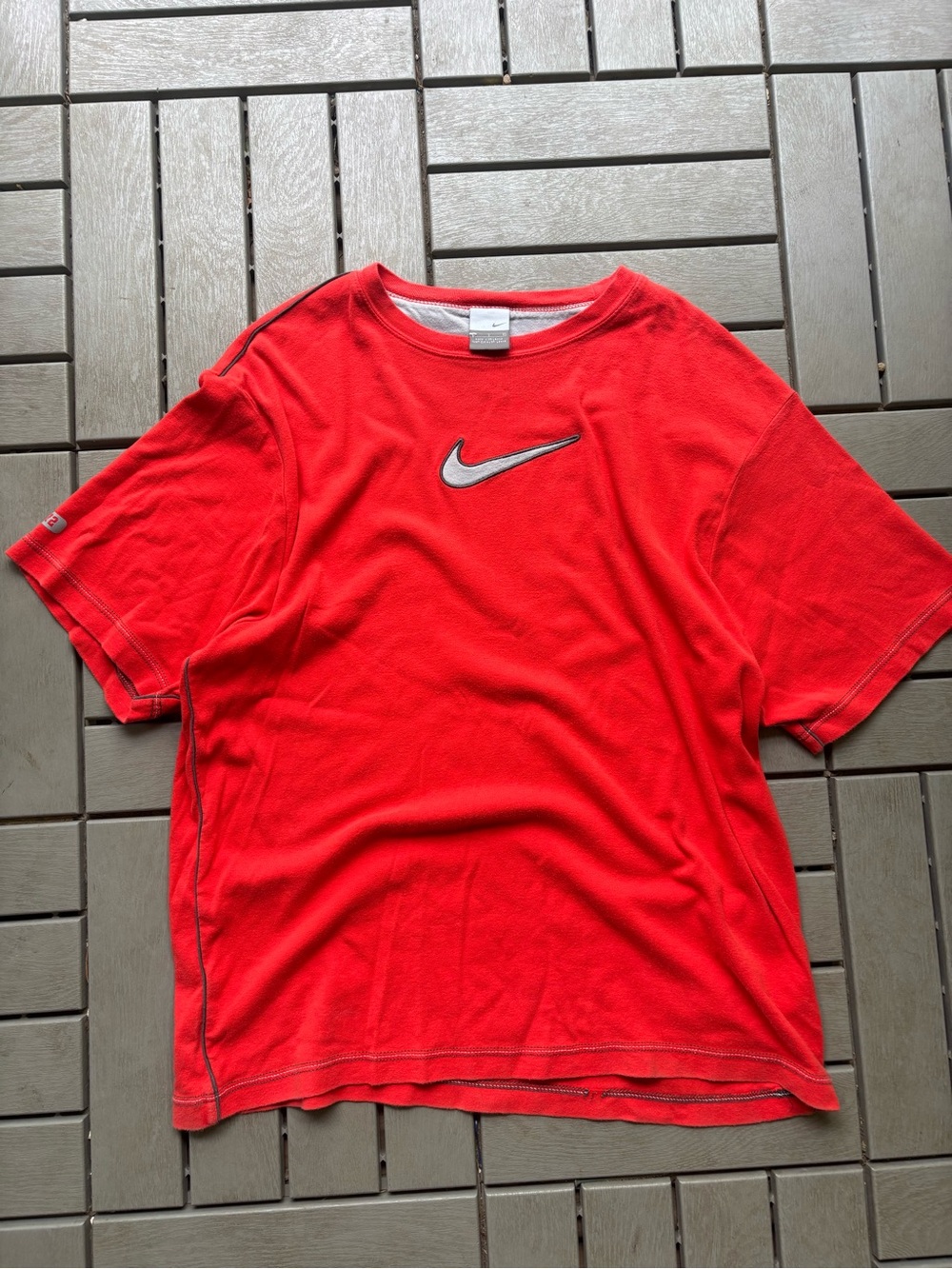 Nike Bright Red Short Sleeve Tee with Silver Swoosh